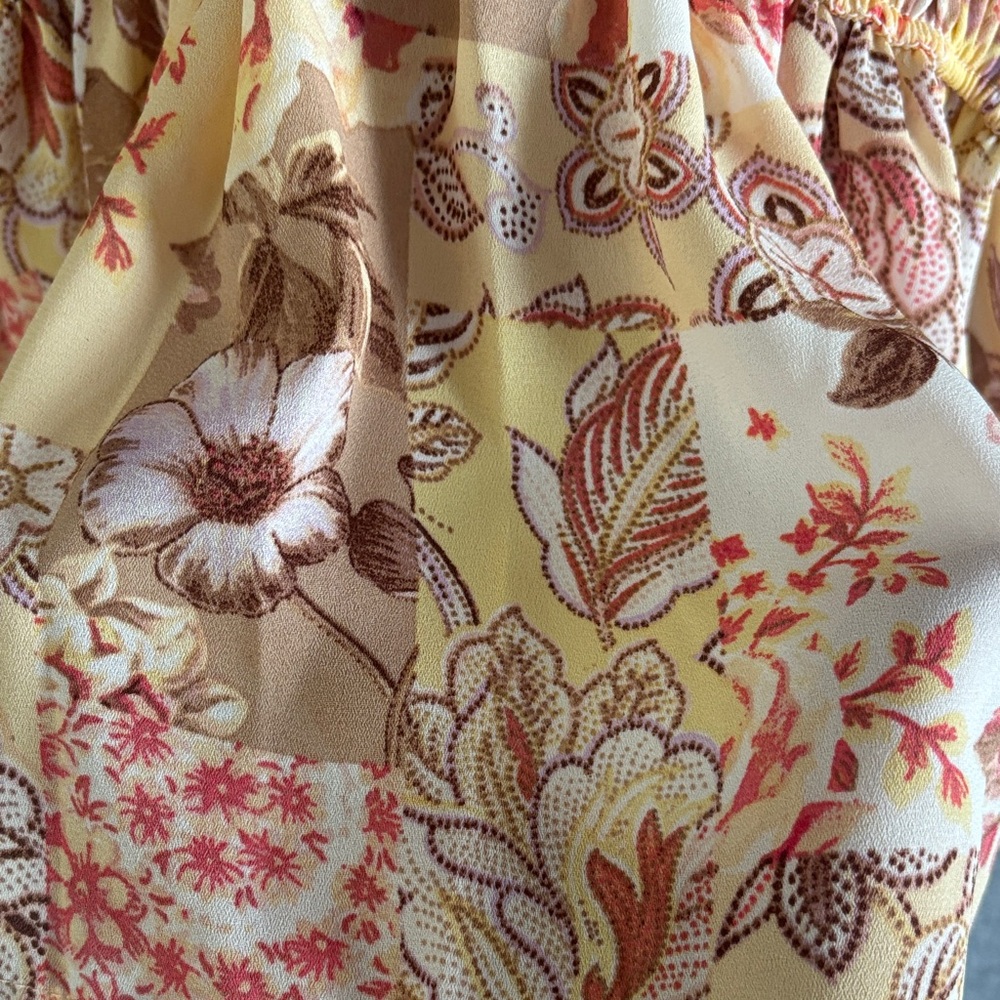 NEW No Comment Multicolor Floral Smocked Blouse L - Picture 5 of 11
